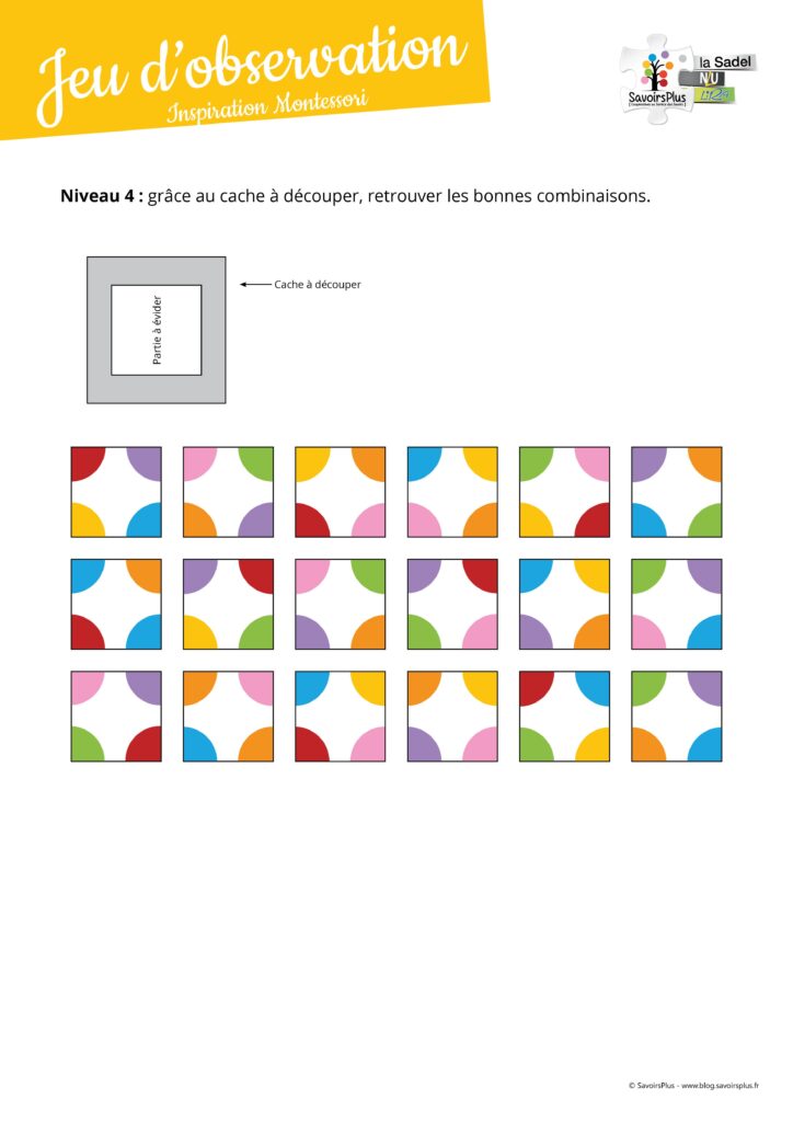 Jeu d'observation Montessori - SavoirsPlus6